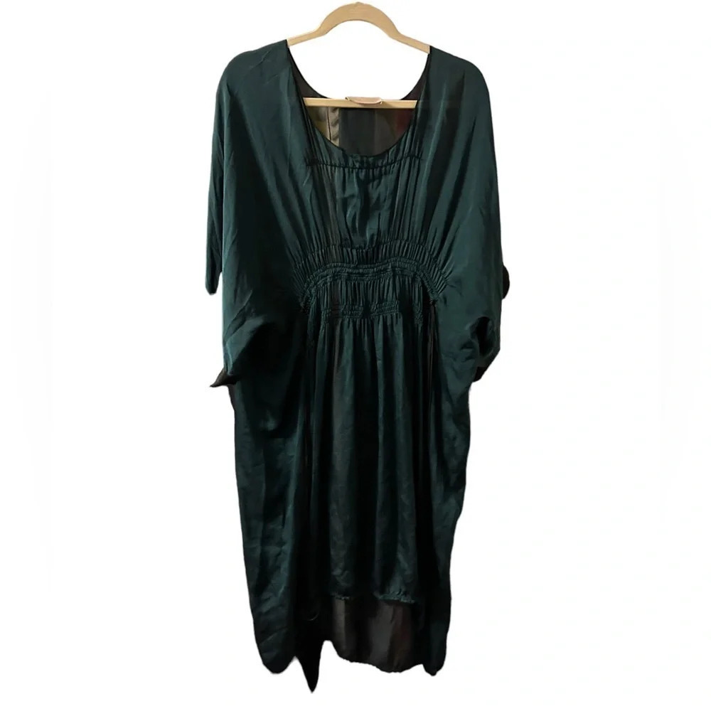 LANVIN FOREST GREEN SILK KAFTAN DRESS